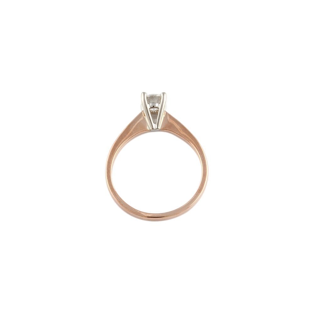 Yellow and White Gold 0.40ct Round Brilliant Diamond Solitaire Ring