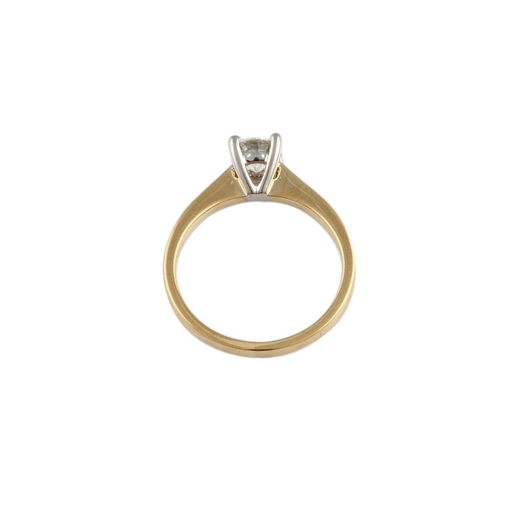 Yellow and White Gold 0.55ct Round Brilliant Diamond Solitaire Ring