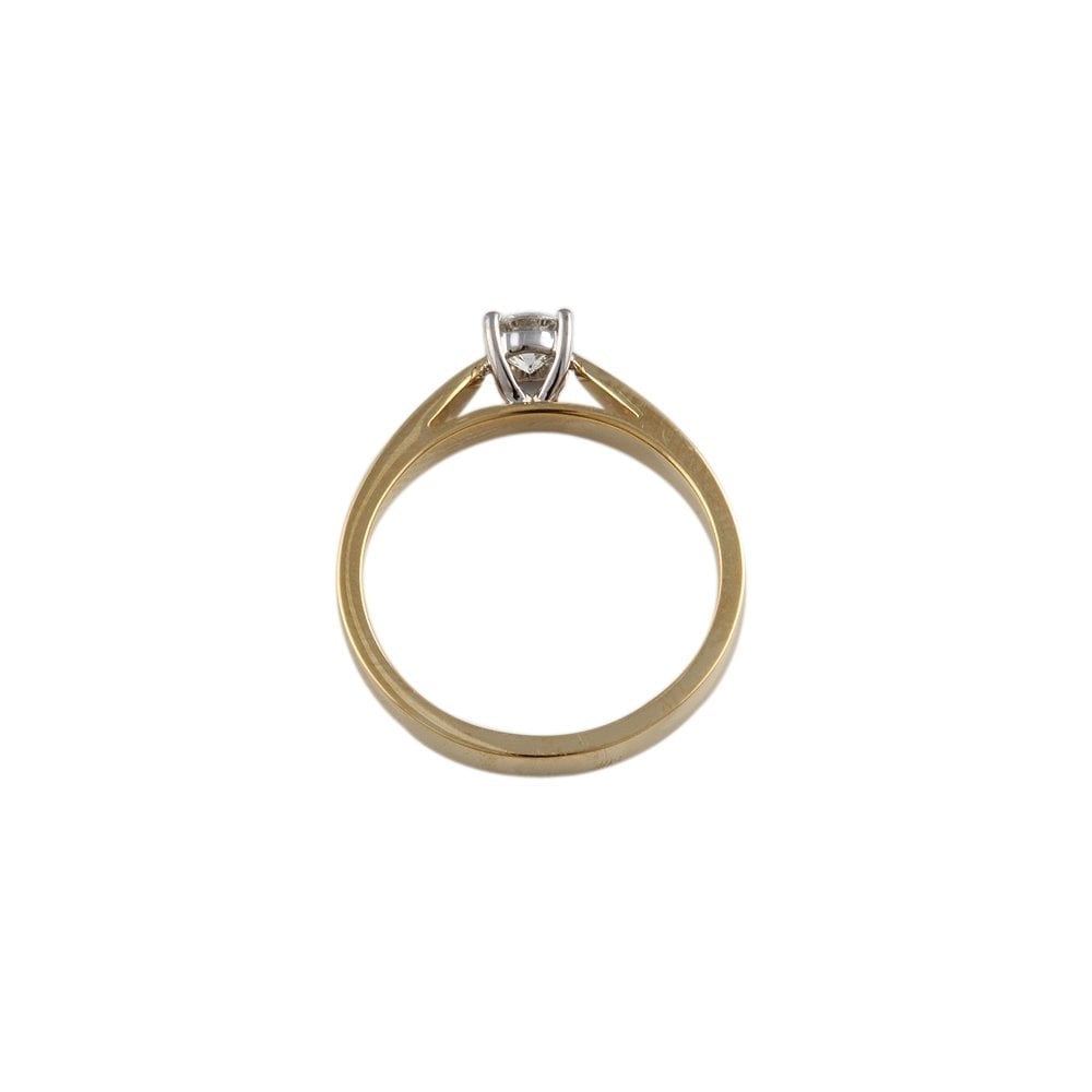 Yellow and White Gold 0.33ct Round Diamond Solitaire Ring