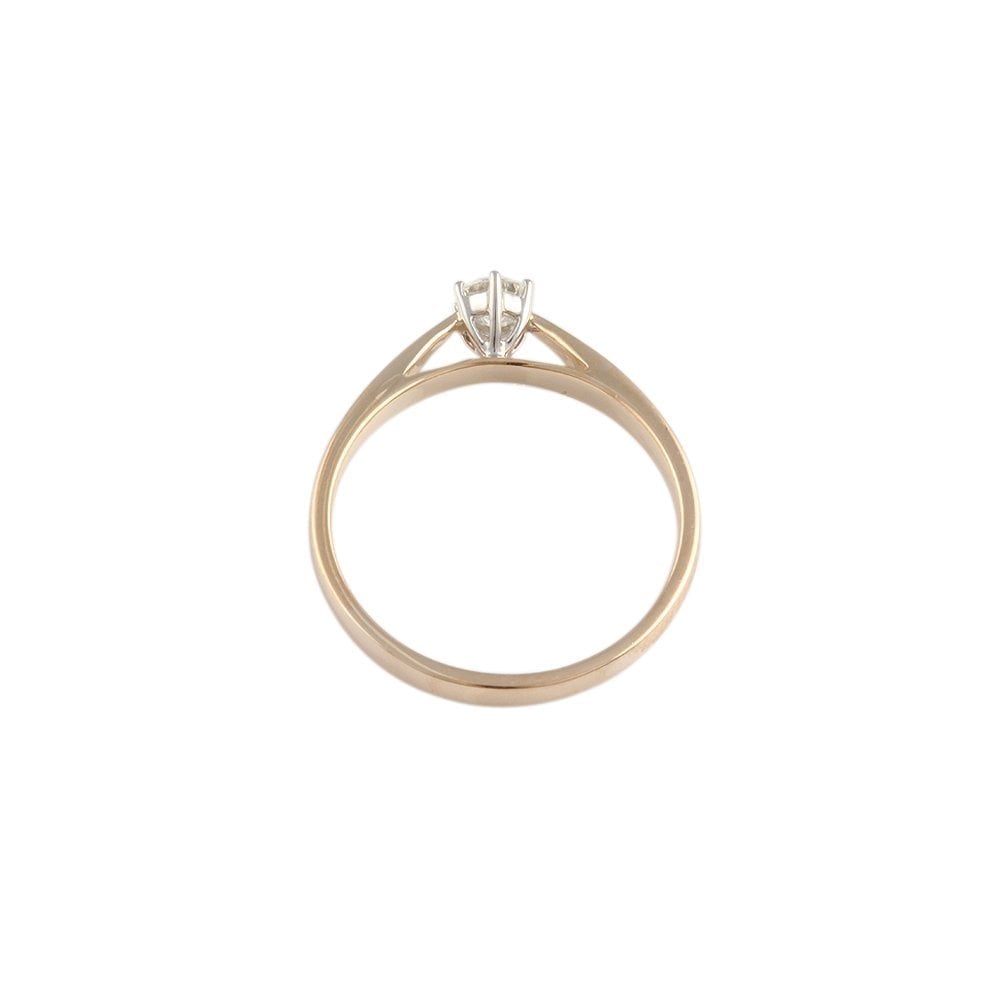 Yellow and White Gold 0.20ct Round Diamond Solitaire Ring