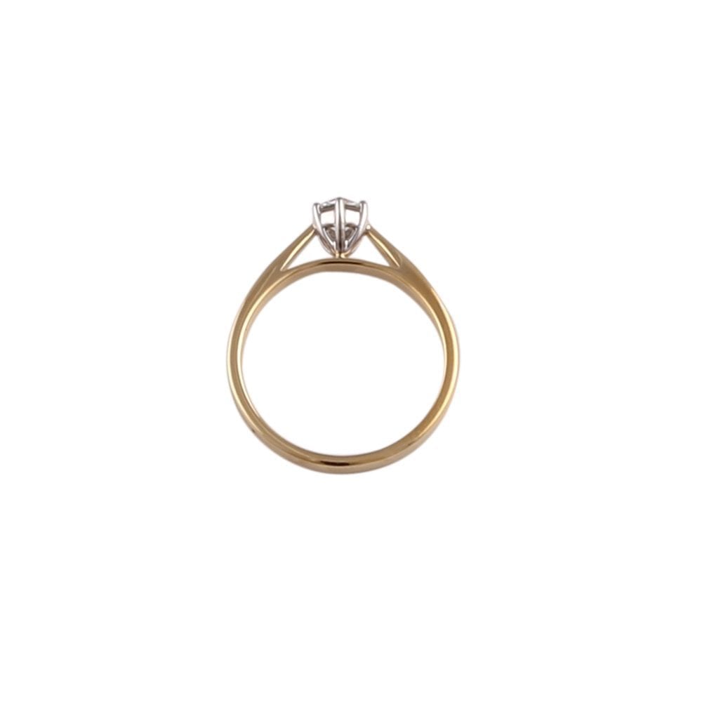 Yellow and White Gold 0.30ct Round Diamond Solitaire Ring