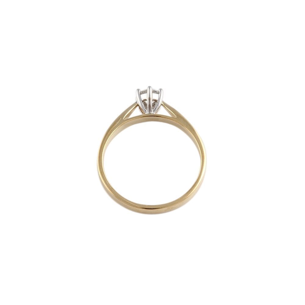 Yellow and White Gold 0.35ct Round Diamond Solitaire Ring