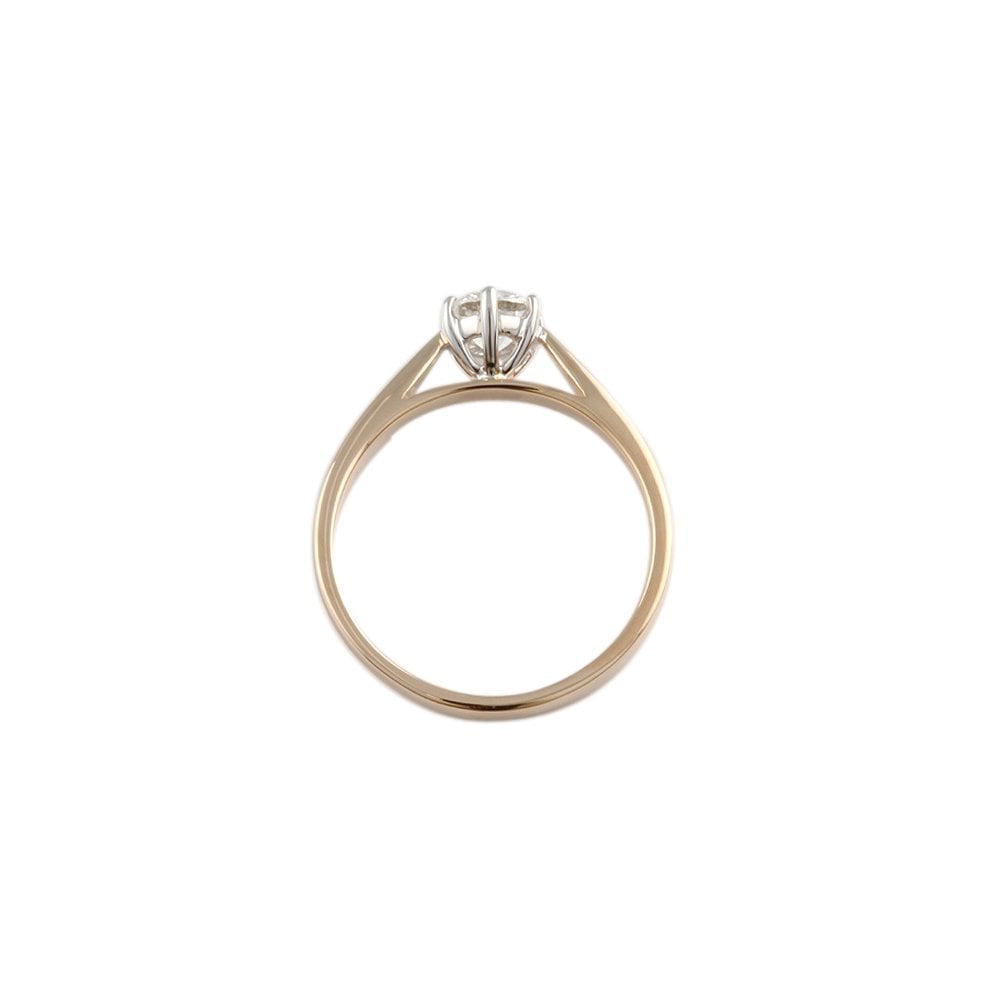 Yellow and White Gold 0.55ct Round Diamond Solitaire Ring