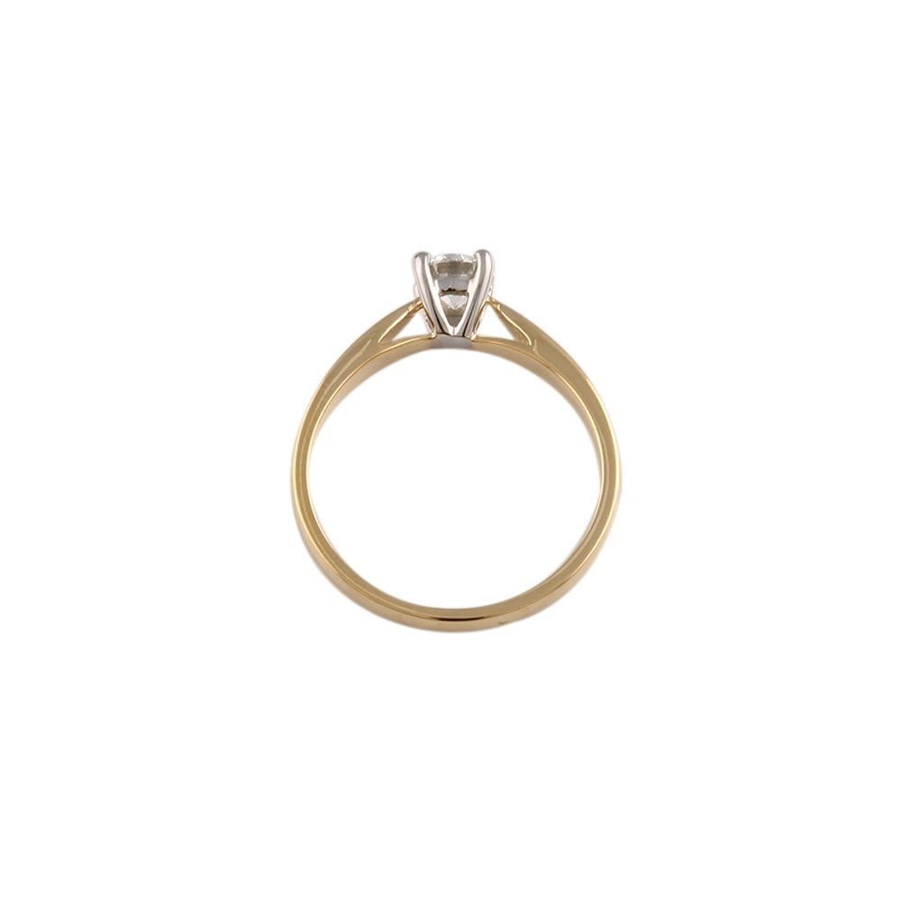 Yellow and White Gold 0.50ct Round Diamond Solitaire Ring