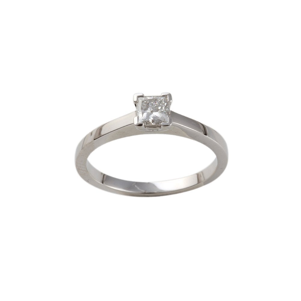 White Gold 0.30ct Princess Cut Diamond Solitaire Ring