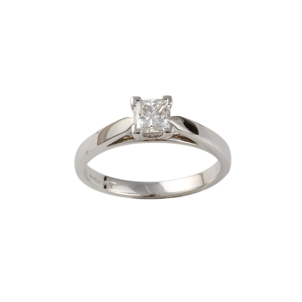 White Gold 0.50ct Princess Cut Diamond Solitaire Ring