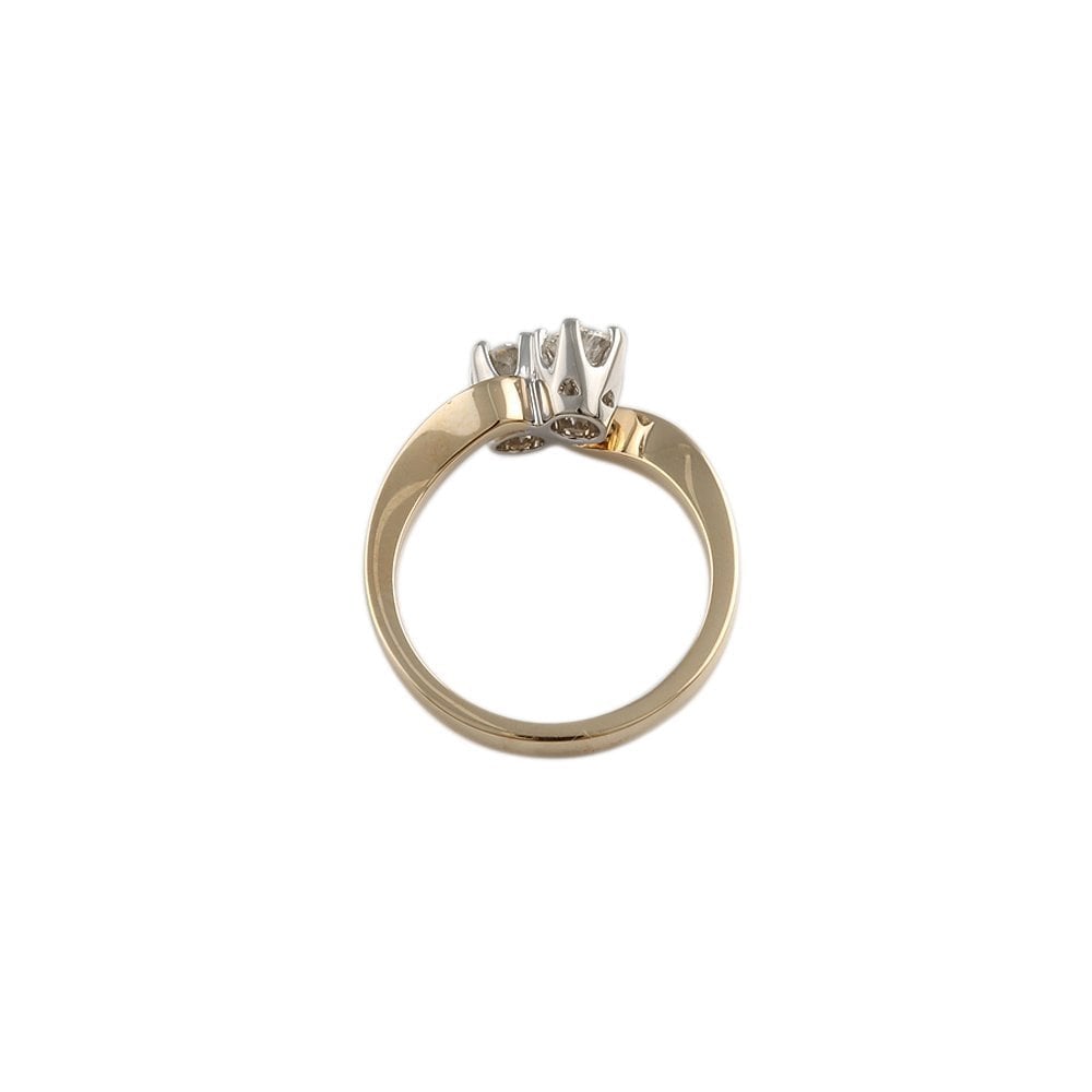 Yellow and White Gold 0.48ct Round Diamond Two Stone Twisted Ring