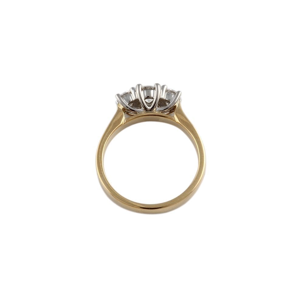Yellow and White Gold 0.59ct Round Diamond Three Stone Ring