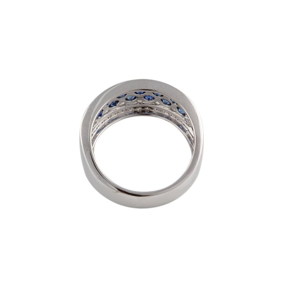 White Gold 0.51ct Round Diamond and 0.99ct Round Blue Sapphire Three Stone Ring