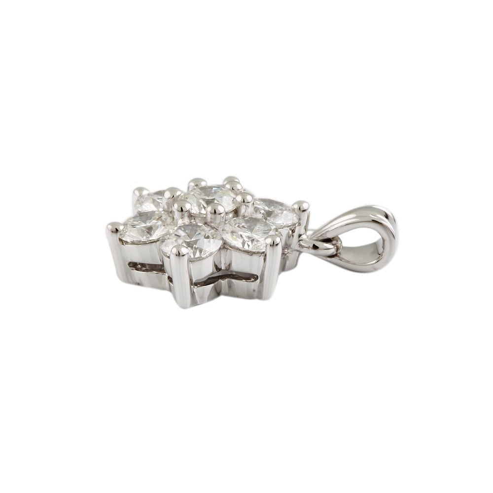 9ct White Gold 1.45ct Round Brilliant Cut Diamonds Cluster Pendant