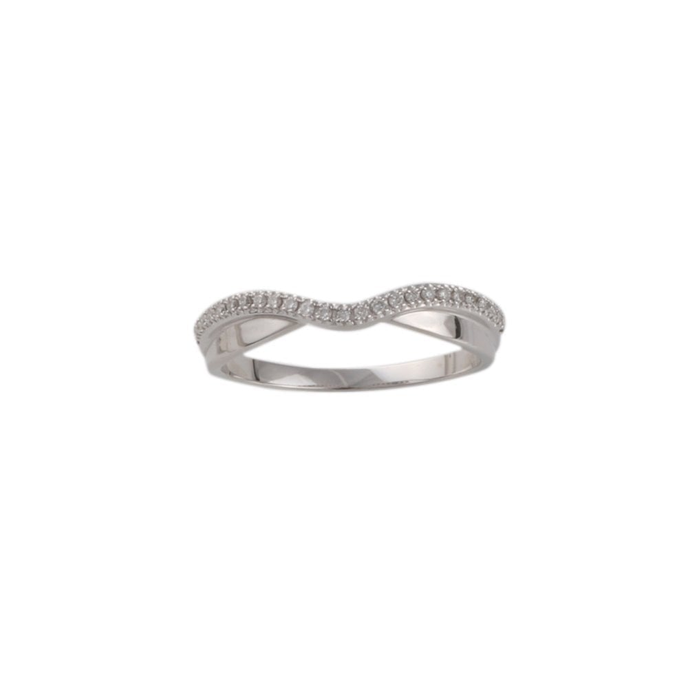 White Gold 0.08ct Round Diamond Studded Shaped Band