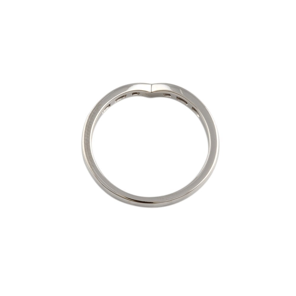 White Gold 0.10ct Round Diamond Studded Shaped Band