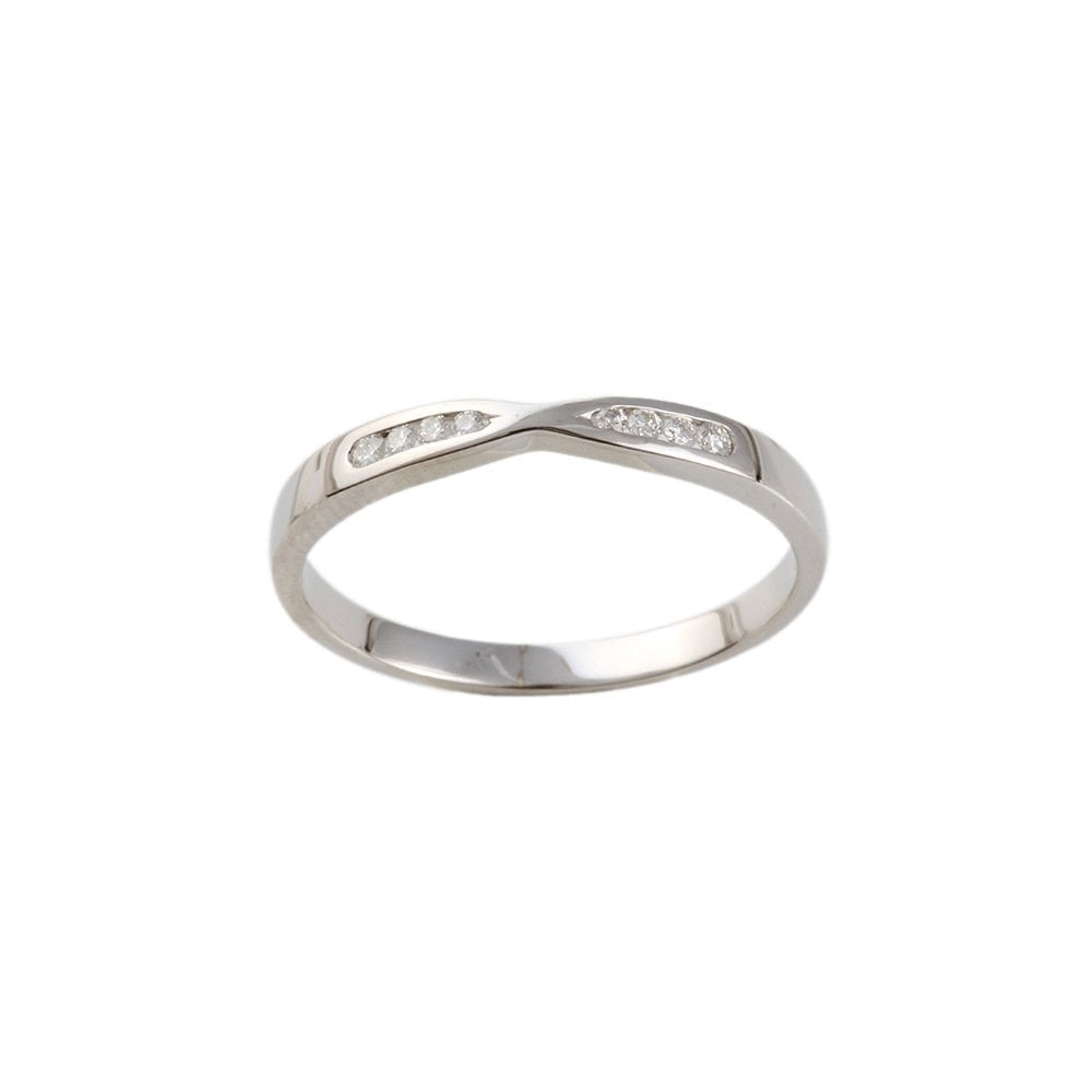 White Gold 0.08ct Round Diamond Studded Half Eternity Band