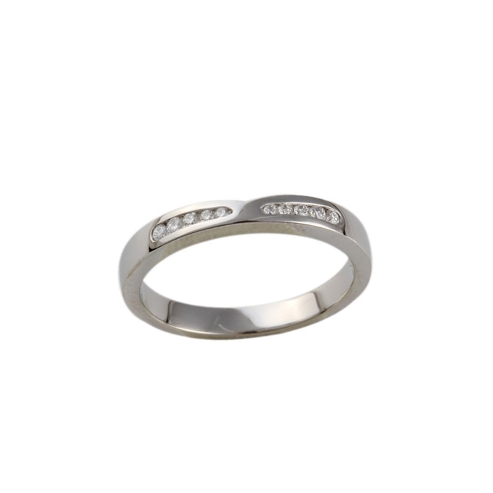 White Gold 0.08ct Round Diamond Studded Half Eternity Band