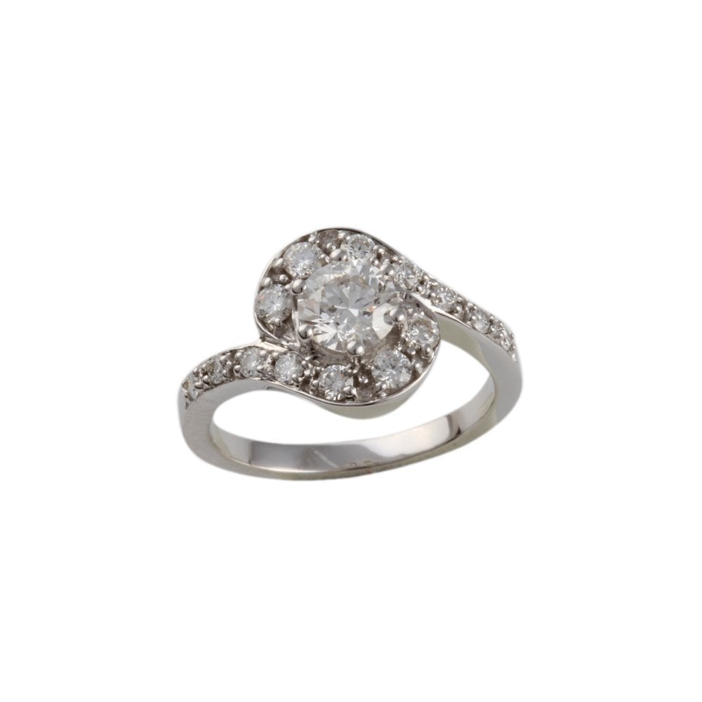 White Gold 0.70ct Round Diamond Cluster Style Ring