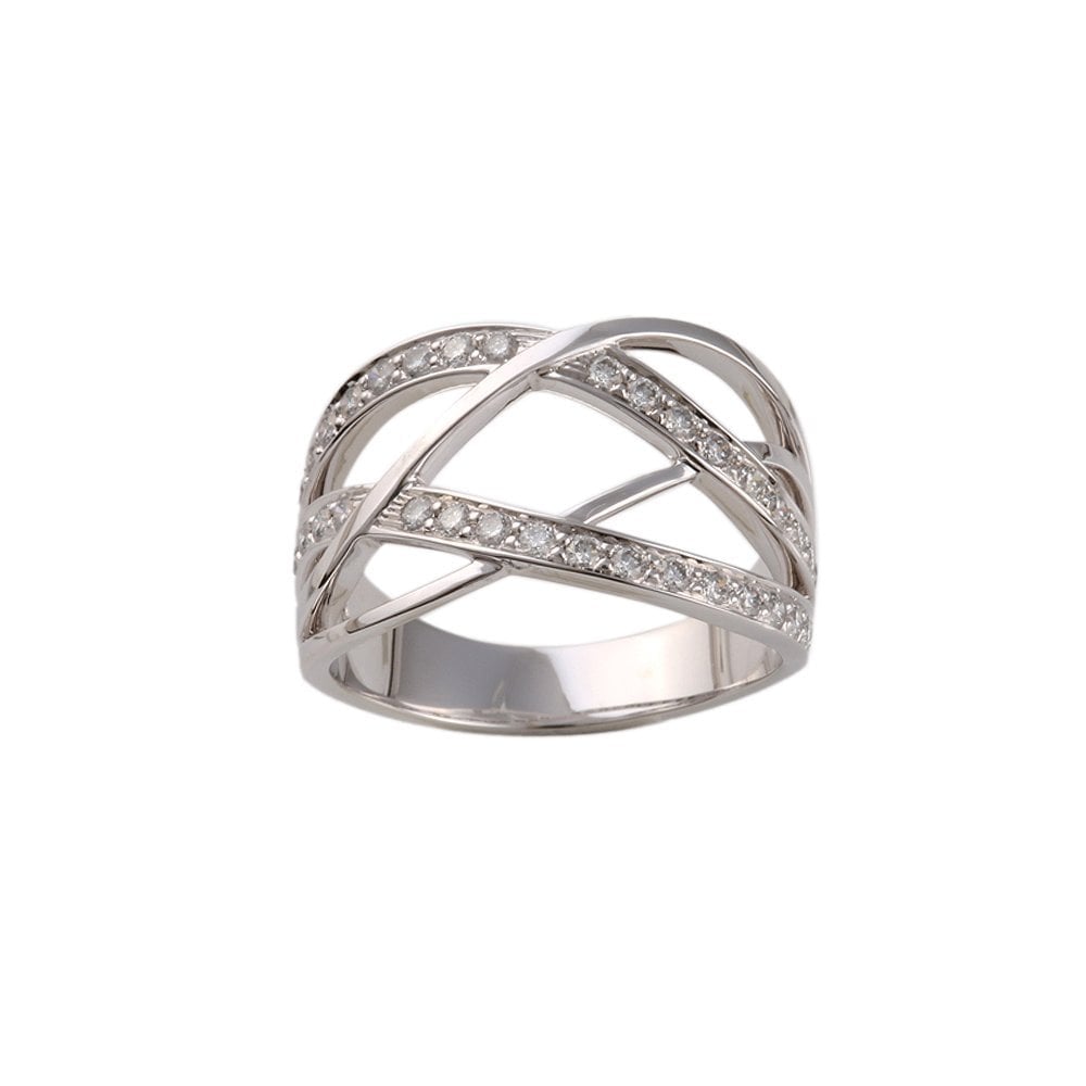 White Gold 0.85ct Round Diamond Crossover Ring