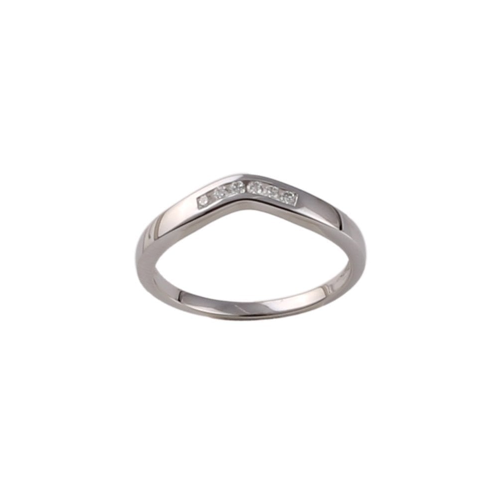 White Gold 0.06ct Round Diamond Wishbone Ring