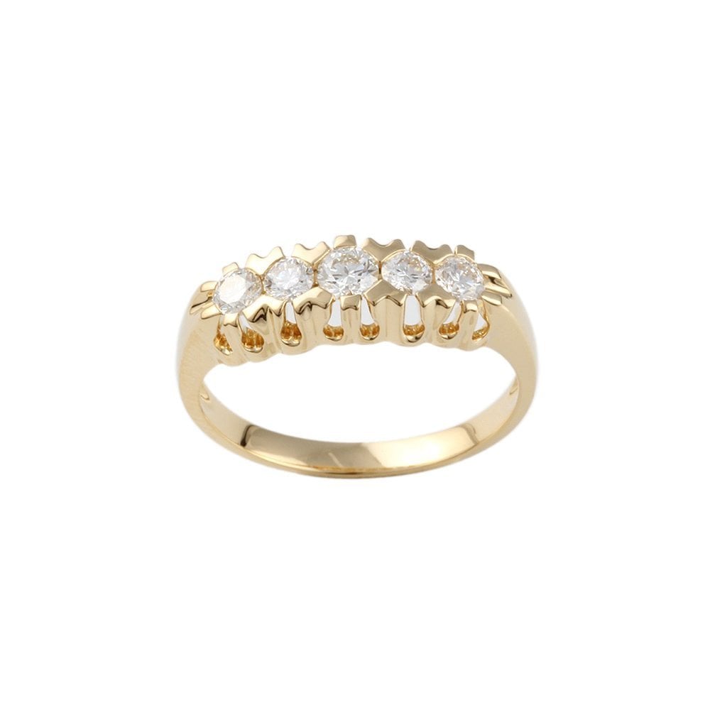 Yellow Gold 0.50ct Round Diamond Five Stone Ring