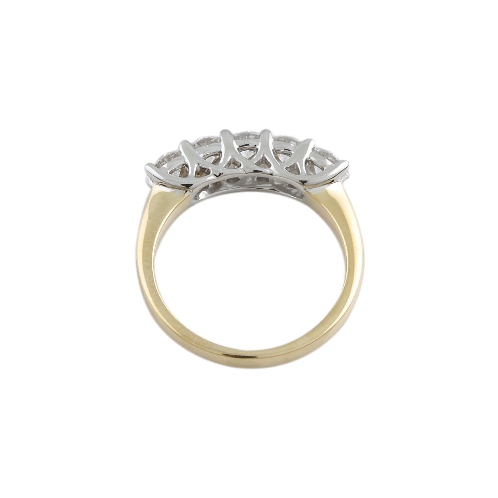 9ct Yellow and White Gold Diamond Five Stone Ring