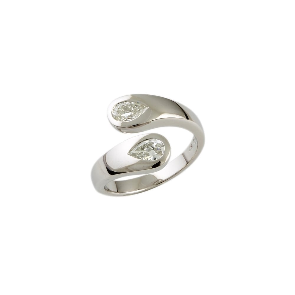 9ct White Gold Diamond Two Stone Ring