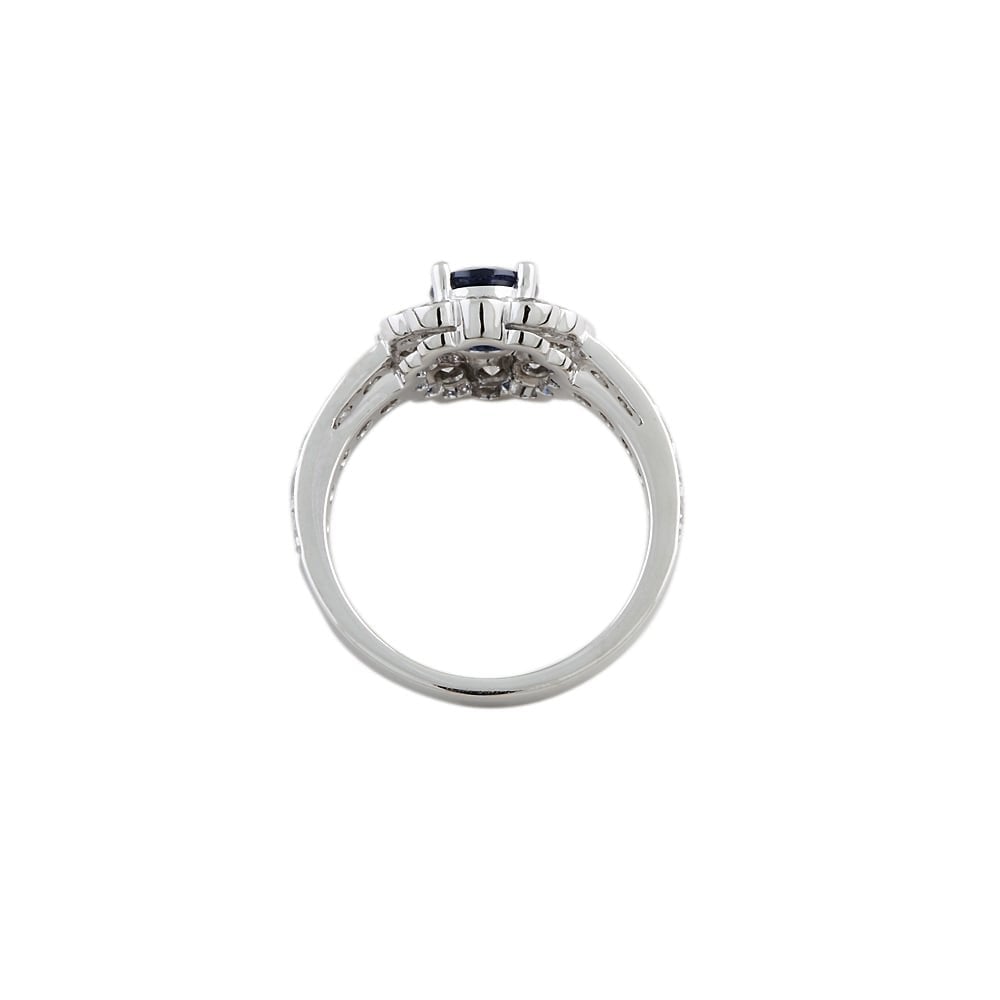 9ct White Gold Blue Sapphire and Diamond Cluster Ring