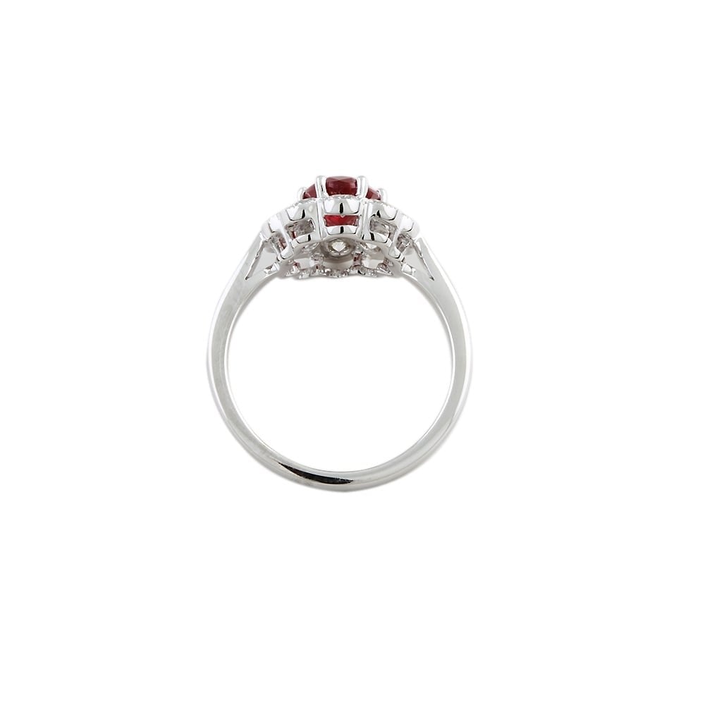 9ct White Gold Ruby with Diamonds Cluster Ring