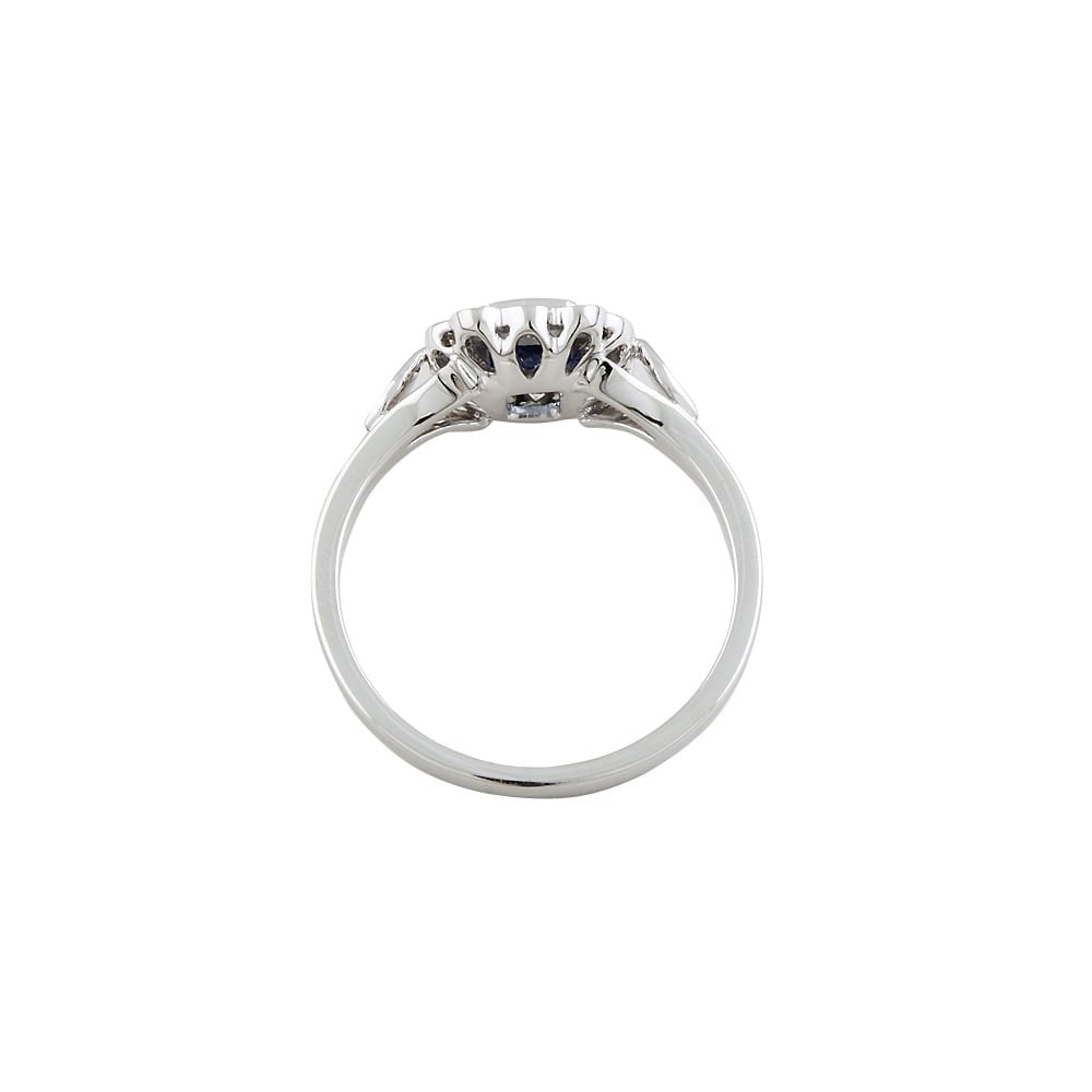 9ct White Gold Blue Sapphire 1.16ct and Diamond  0.41ct Cluster Ring