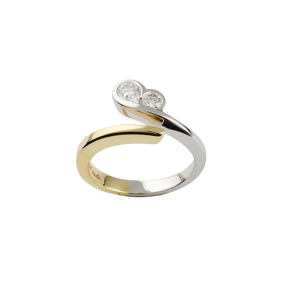 9ct Yellow and White Gold Diamond Two Stone Ring
