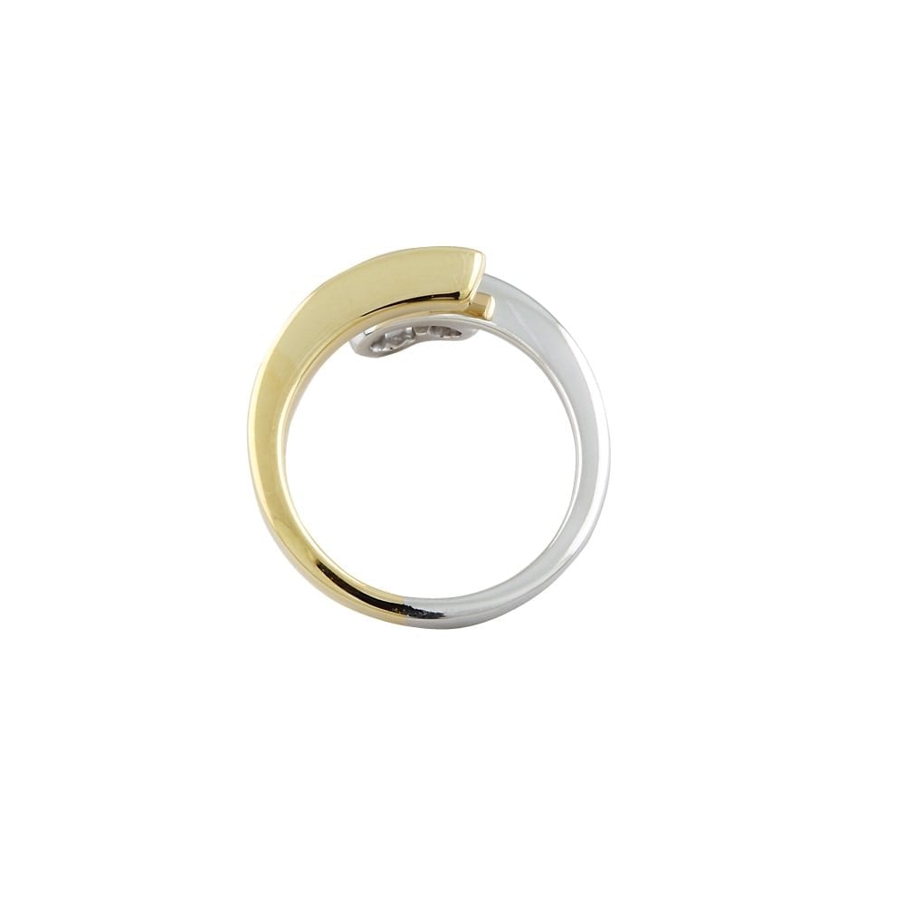 9ct Yellow and White Gold Diamond Two Stone Ring