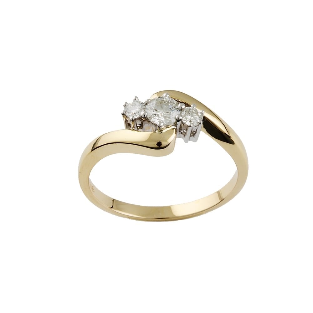 9ct Yellow and White Gold Diamond Three Stone Ring
