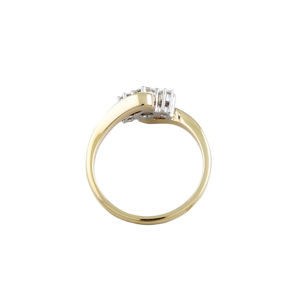 9ct Yellow and White Gold Diamond Three Stone Ring
