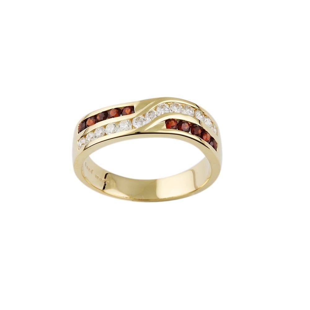 9ct Yellow Gold Diamond 0.38ct and Garnet  0.45ct Dress Ring