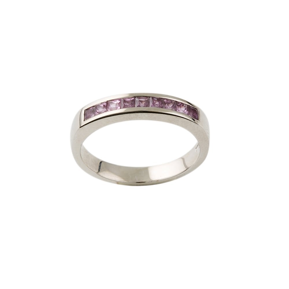 9ct White Gold Pink Sapphire Channel set Half Eternity Ring 0.56ct