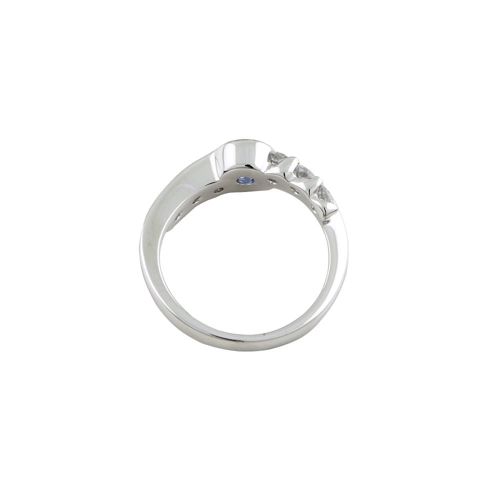 9ct White Gold Blue Sapphire and Diamond Ring