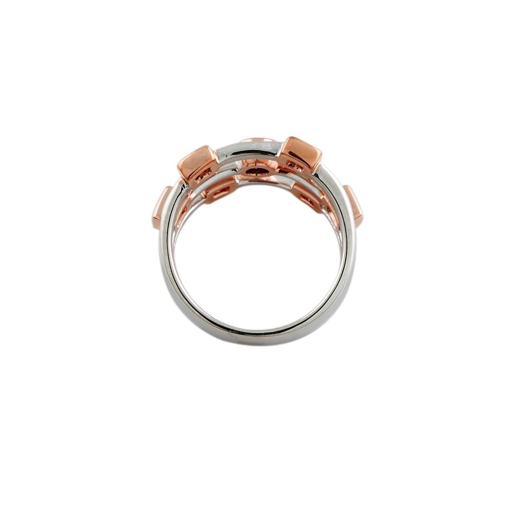 9ct Rose and White Gold Diamond Bubble Ring 0.62ct