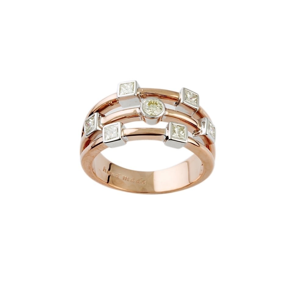 9ct Rose and White Gold Diamond Bubble Ring 0.58ct