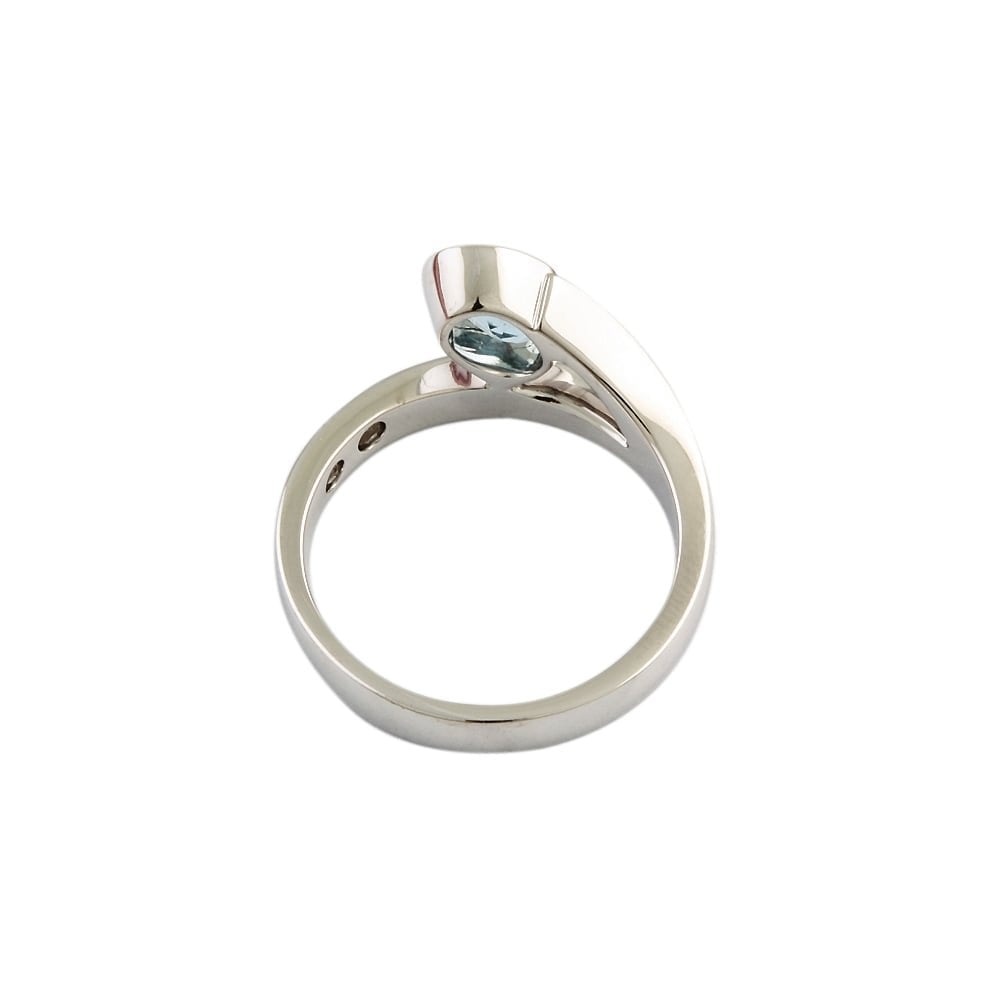 9ct White Gold Aquamarine and Diamond Dress Ring