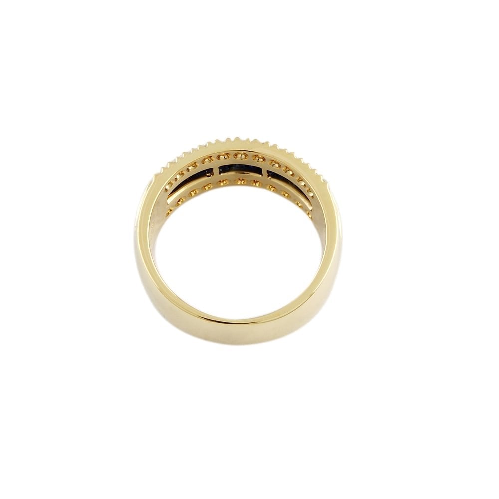 9ct Yellow Gold Blue Sapphire and Diamond Half Eternity Ring