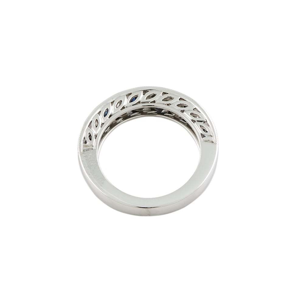 9ct White Gold Diamond 0.48ct and Blue Sapphire 0.60ct  Half Eternity Ring