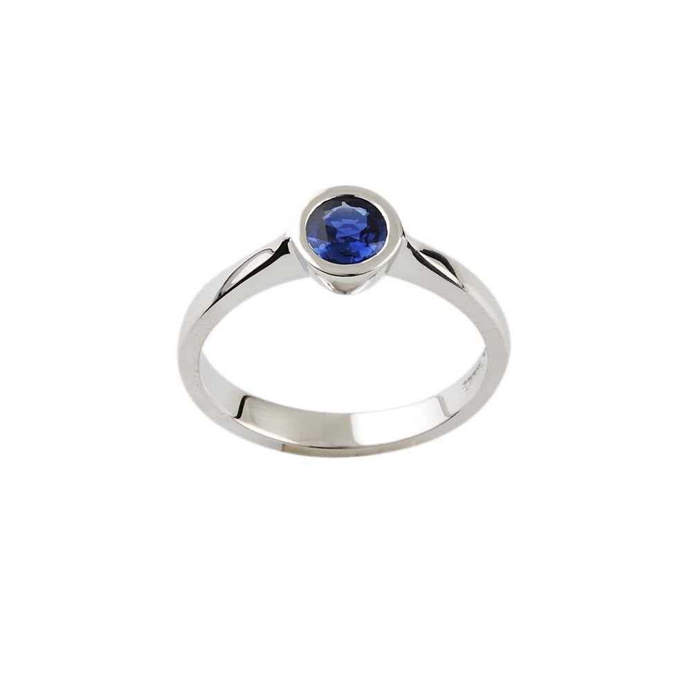 9ct White Gold Blue Sapphire Single Stone Ring 0.54ct