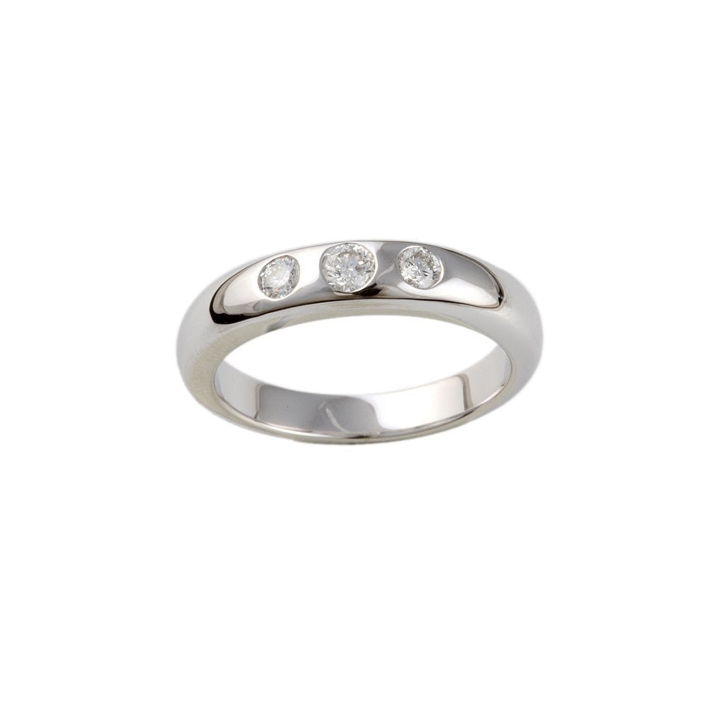 White Gold 0.37ct Round Diamond Three Stone Ring