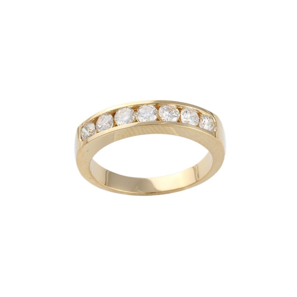 Yellow Gold 0.75ct Round Diamond Seven Stone Half Eternity Ring