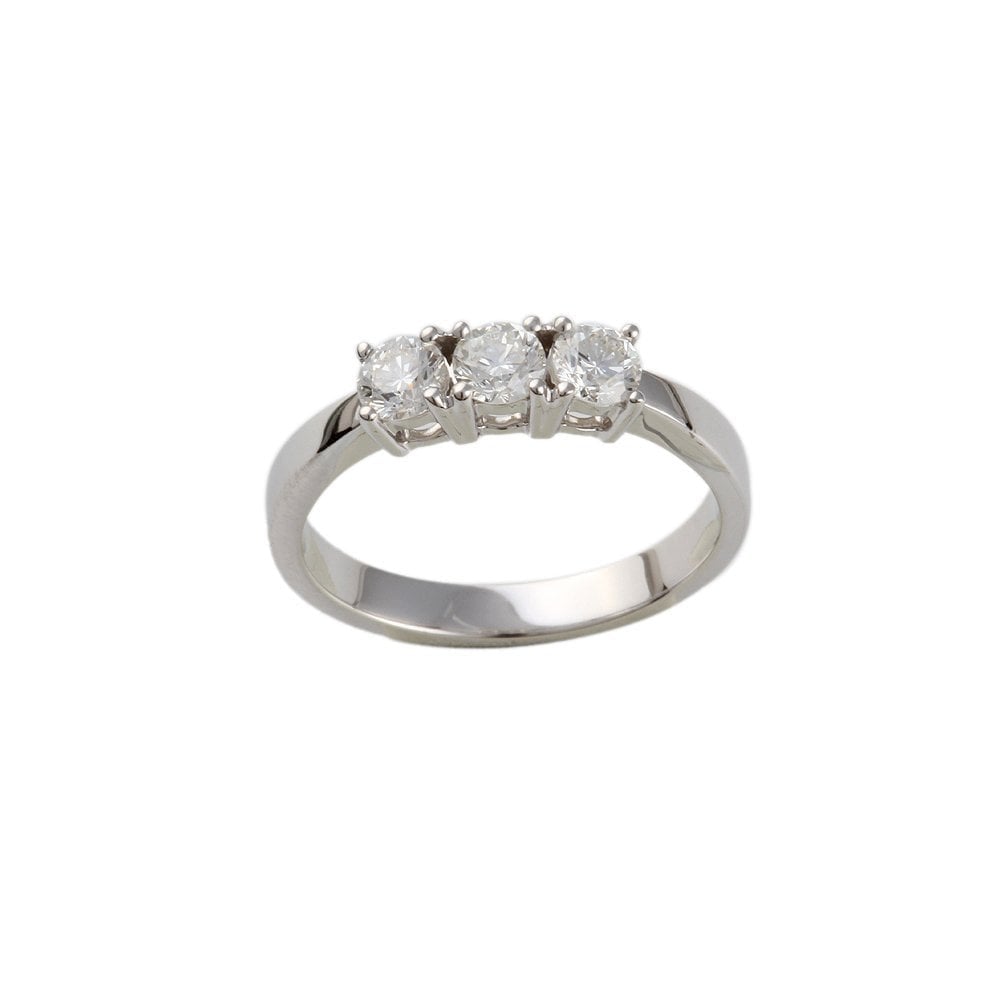 White Gold 0.50ct Round Diamond Three Stone Ring