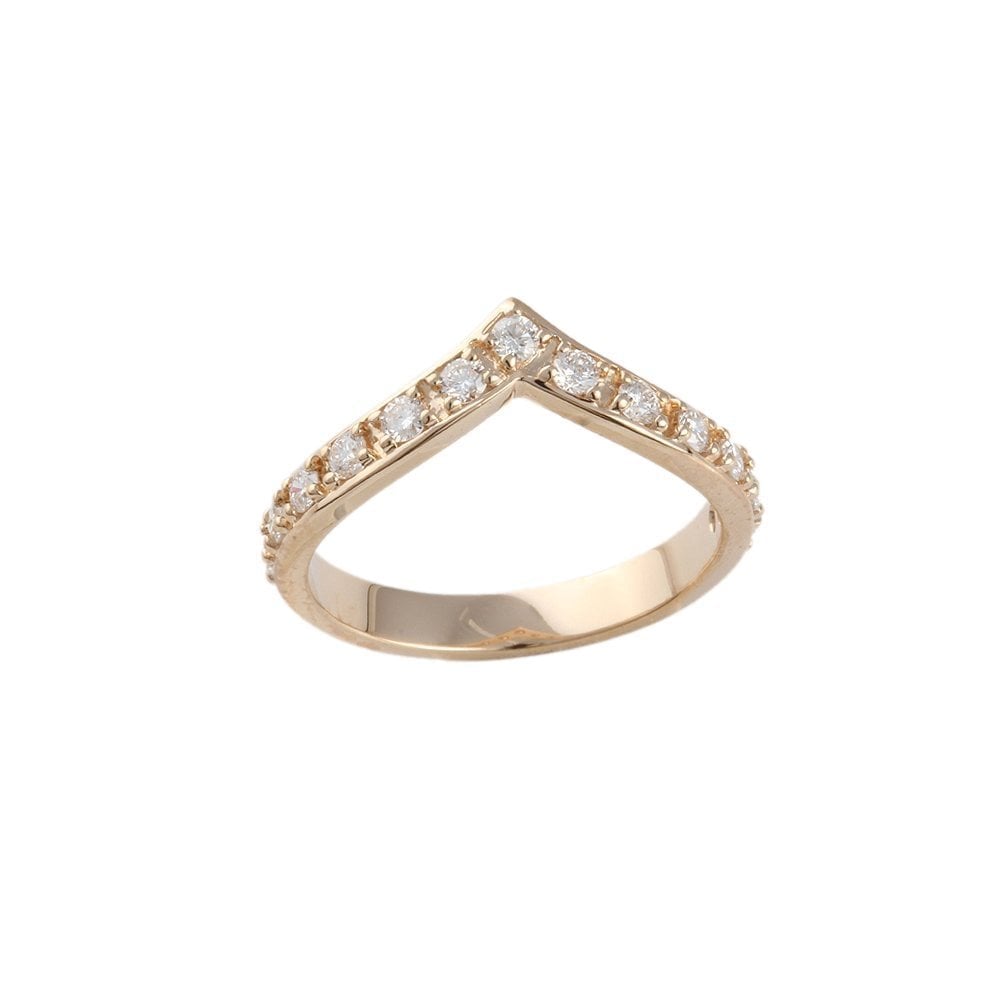 Yellow Gold 0.50ct Round Diamond Set Wishbone Ring