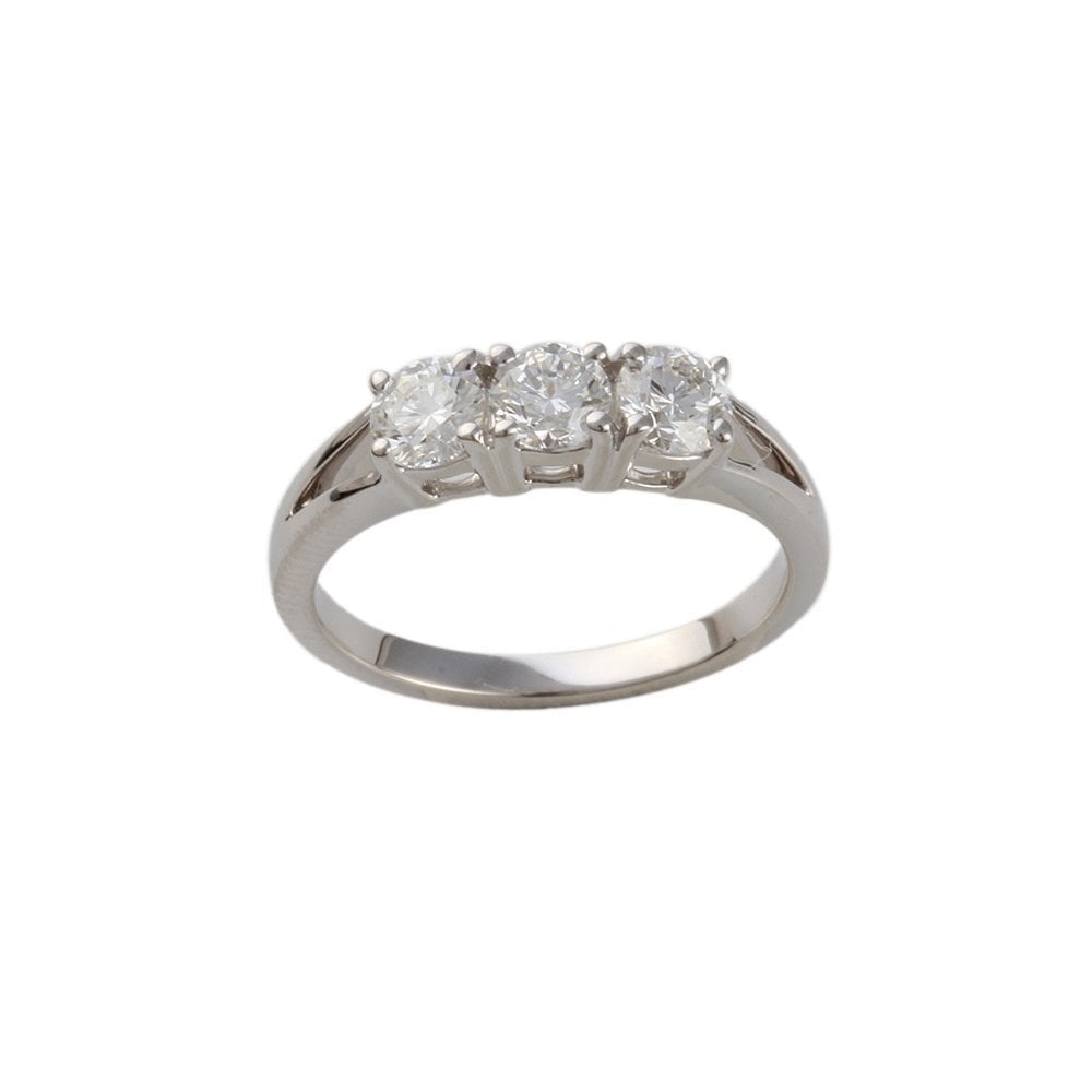 White Gold 0.75ct Round Diamond Three Stone Ring