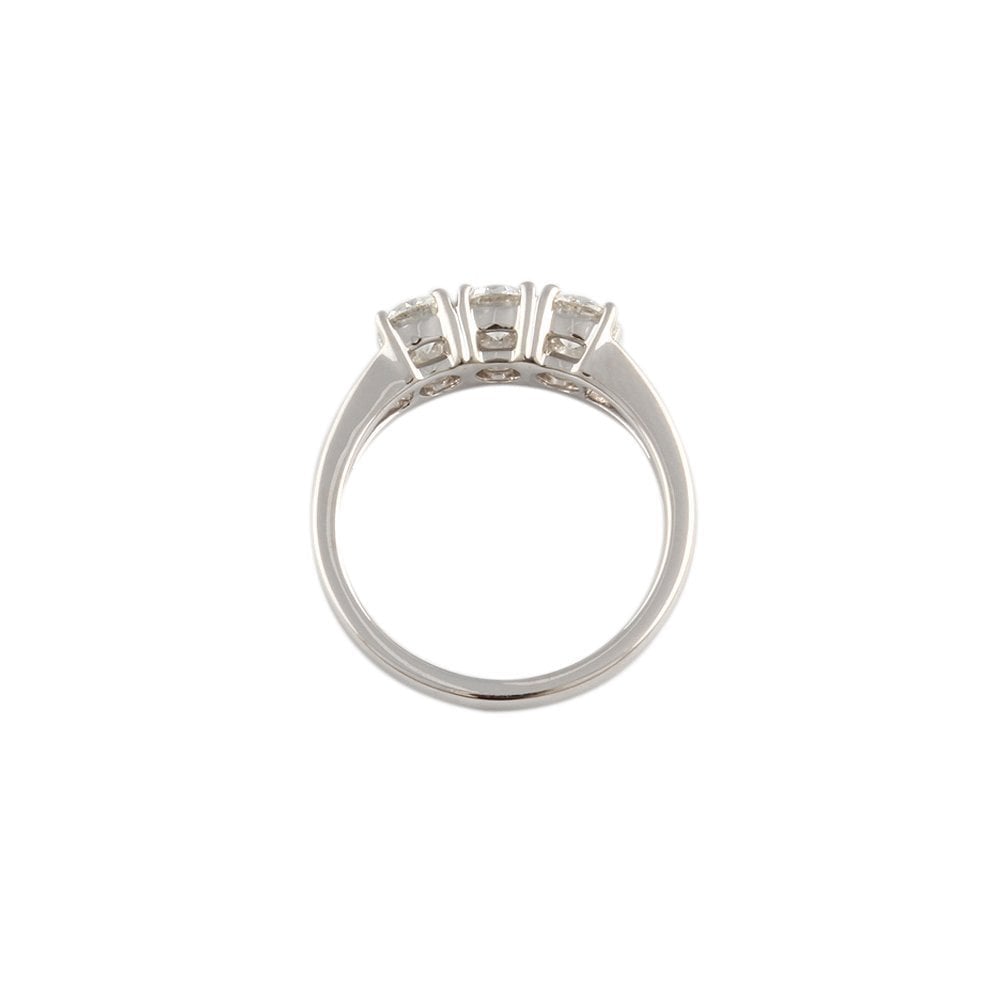 White Gold 0.75ct Round Diamond Three Stone Ring