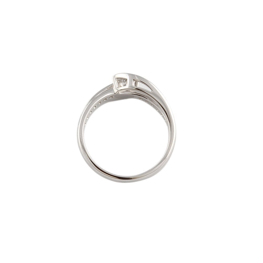 White Gold 0.70ct Round Diamond Solitaire Ring with Studded Shank