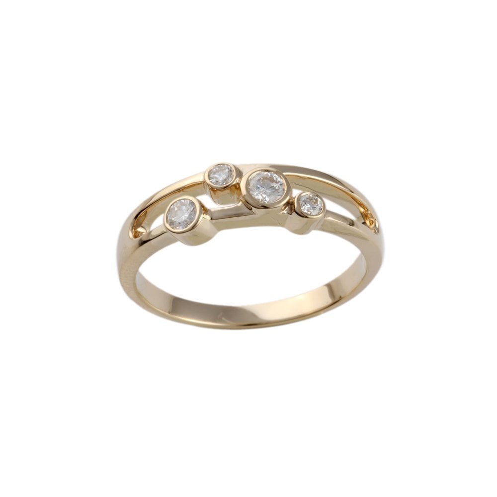 Yellow GoldRound Diamond Four Stone Bubble Ring 0.35ct