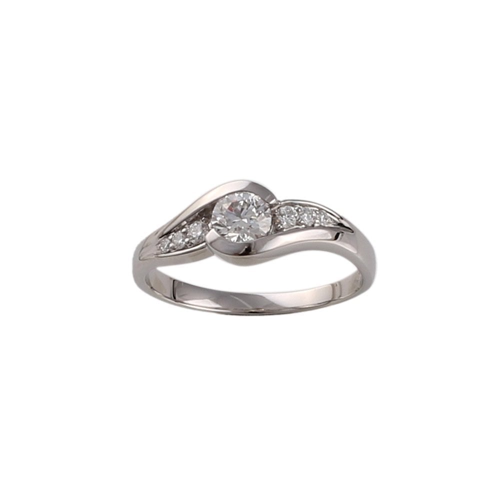 White Gold 0.60ct Round Diamond Solitaire Ring with Studded Shank