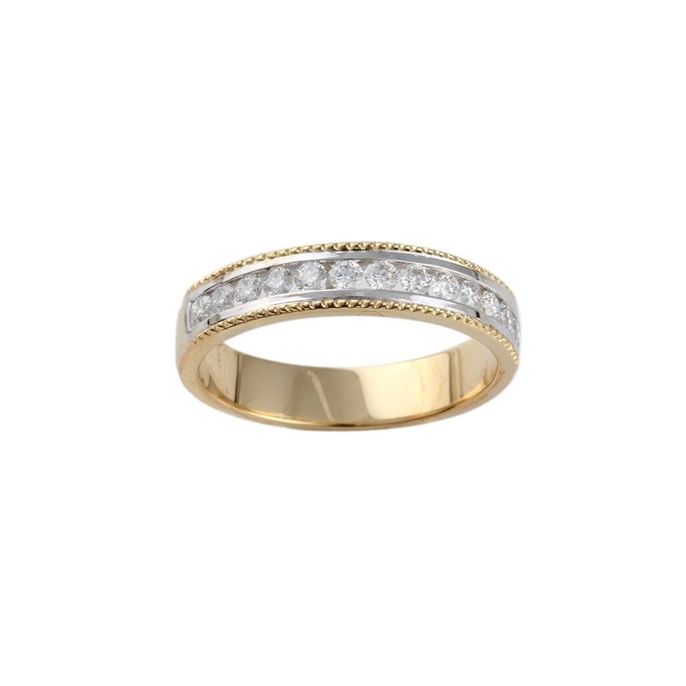 Yellow and White Gold 0.50ct Round Diamond Half Eternity Ring